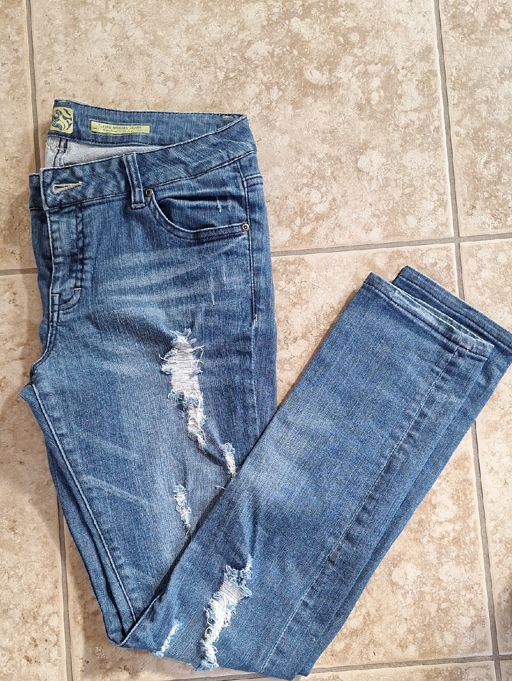 Flying Monkey Blue Distressed Skinny Jeans